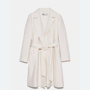 Zara Oyster White Belted Coat